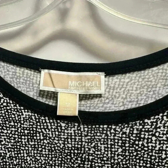 Michael Kors Black White Print Long Sleeve Top Lightweight Size Medium Women’s - Picture 3 of 4